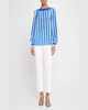 Striped Silk Long-Sleeve Blouse