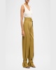 Belted Wide-Leg Tab-Hem Trousers