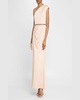 One-Shoulder Draped Crepe Back Satin Gown