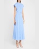 Dejeuner Striped Poplin Cap-Sleeve Midi Shirtdress With Belt