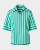 Deck Chair Stripe Zip-Front Poplin Blouse