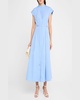 Dejeuner Striped Poplin Cap-Sleeve Midi Shirtdress With Belt