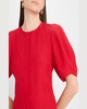 Bettina Topstitched Puff-Sleeve Mini Dress