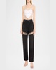 Crystal Cutout Slit Straight Leg Jeans