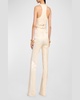 Barathea Silk-Wool Flared Tuxedo Pants
