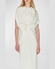 Ruched Waist Long Cape Dress