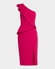 One-Shoulder Ruffle Midi Sheath Dress