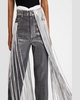 Metallic Fringe Straight Leg Jeans