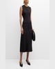 Tailored Viscose-Wool Twill Midi Dress