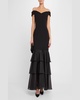 Off-Shoulder Ruffle Tiered Gown