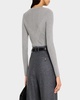 Chevron Ribbed Stretch Wool Sweater