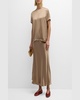 Crewneck Viscose Satin Top