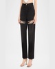 Crystal Cutout Slit Straight Leg Jeans