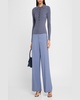 Ribbed Spread-Collar Sweater