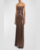 Strapless Sequin Twist Gown