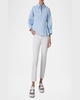 Balloon-Sleeve Button-Front Heavy Cotton Poplin Blouse