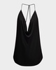 Plunging Cowl Backless Stretch Jersey Tank Top