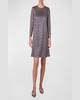 Dot Embroidered Long-Sleeve Mini Dress