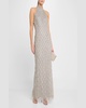 Beaded Halter Column Gown