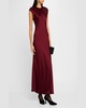 Cap-Sleeve Bias Viscose Satin Maxi Dress
