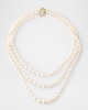 14K Yellow Gold 3-Row Graduated Akoya Pearl Necklace, 19.5"L