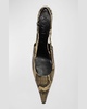 Catrina Snake-Embossed Slingback Pumps