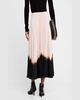 Tatum Pleated Contrast-Hem Midi Skirt