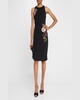 Sequin Floral Crepe Midi Dress