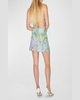 Delilah Floral-Print Linen Backless Mini Dress