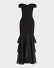 Off-Shoulder Ruffle Tiered Gown