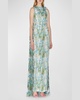 Charlene Sequin Embroidered Cape Gown