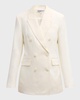 Double-Breasted Textured Twill Blazer