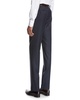 Wool Flat-Front Trousers, Navy