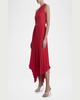 One-Shoulder Pleated Midi Dress