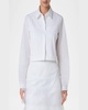 Pleated Cotton Voile Crop Button-Down Blouse