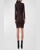 Mock-Neck Slits Long-Sleeve Knit Mini Dress