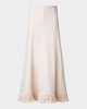 Fringe-Hem Cotton-Wool Denim Midi Skirt