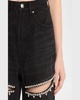 Crystal Cutout Slit Straight Leg Jeans