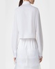 Pleated Cotton Voile Crop Button-Down Blouse