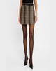 Plaid-Print Tailored Mini Skirt