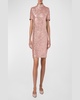 Sequined Mock-Neck Short-Sleeve Mini Dress