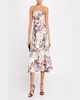 Strapless Floral Jacquard Midi Dress