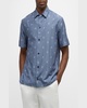 Men's Cotton-Silk Geometric-Print Camp Shirt