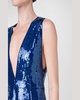 V-Neck Short Dress with Liquid Paillette Detail