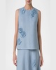 3D Carnation Raw Linen Sleeveless Top