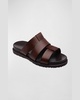 Men's Empoli Three-Strap Leather Slide Sandals