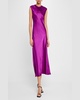 Cap-Sleeve Silk Charmeuse Maxi Dress