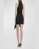 Crystal Trimmed Scarf Mini Satin Dress