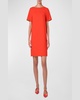 Reversible Bicolor Boat-Neck Short-Sleeve Sheath Dress