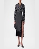 Polka-Dot Lace Slit Midi Skirt